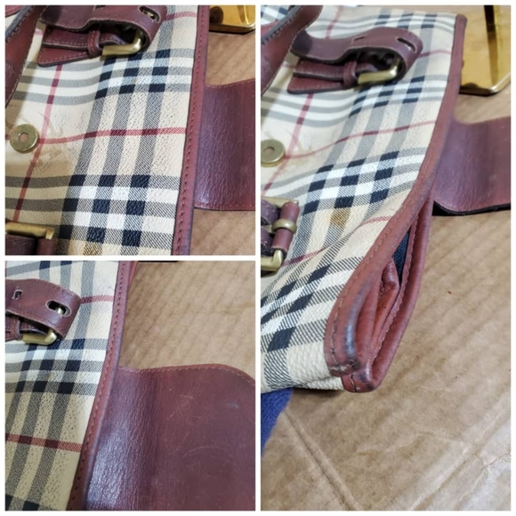 Authentic BURBERRY Classic Check Haymarket Satchel Bag - Picture 7 of 12